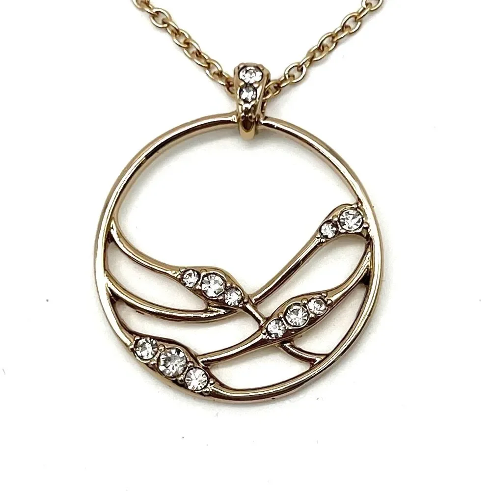 Vintage Avon Gold Tone Abstract Tree Branch Rhinestone Accents Fashion Necklace